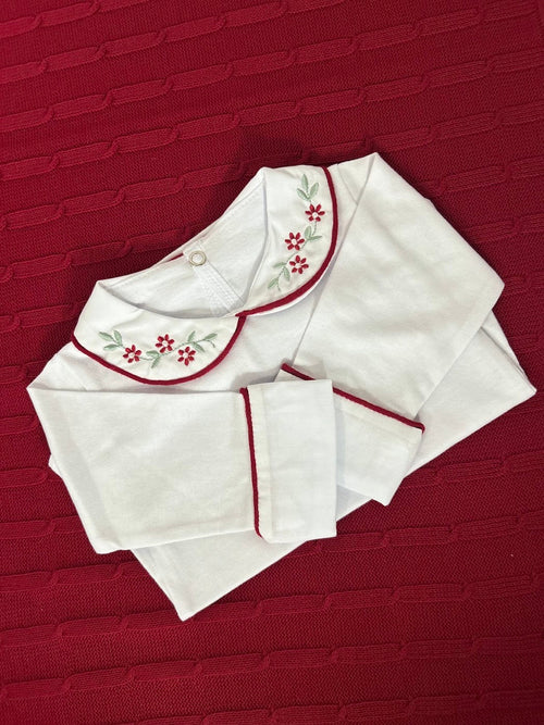 Body de bebê Vitória na cor Vermelho, Mimos Baby Tricot