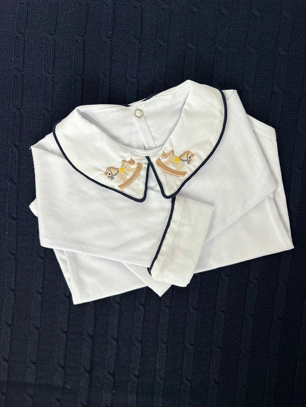 Body de bebê modelo Cavalinho, tamanho RN, Mimos Baby Tricot