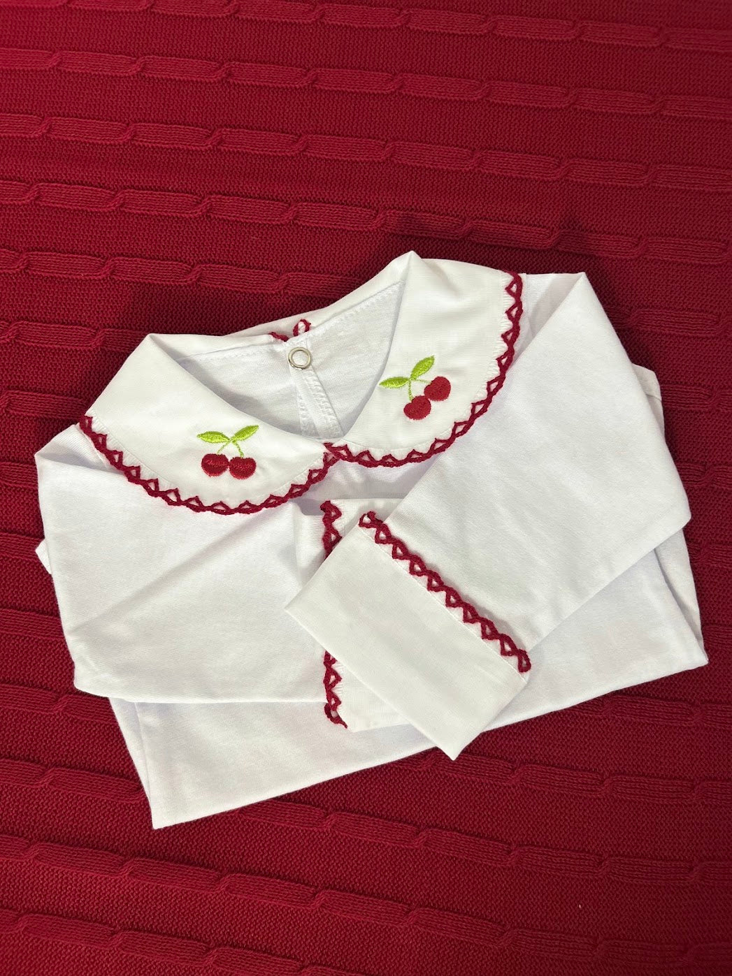 Body de bebê modelo Cereja, tamanho RN, Mimos Baby Tricot