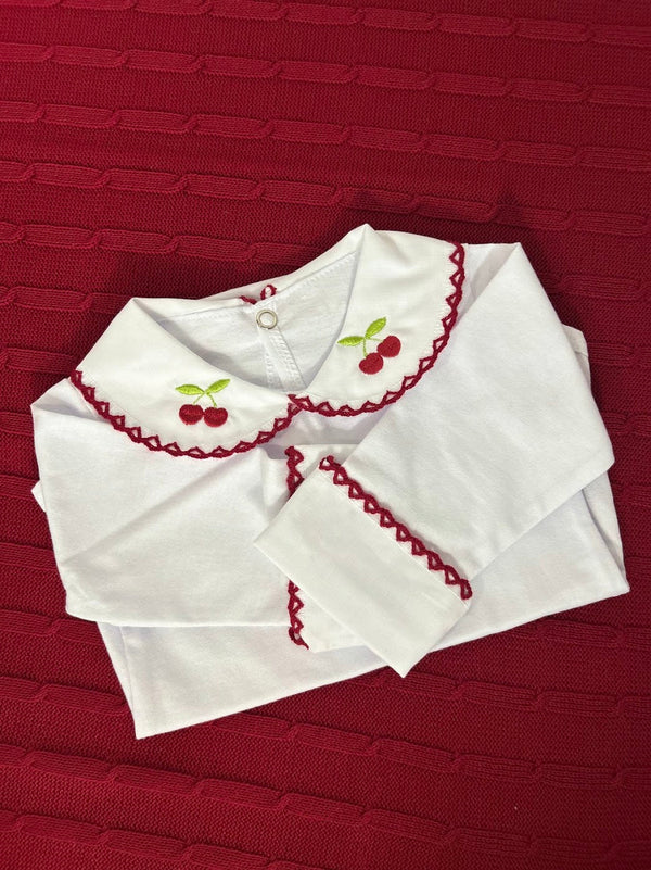 Body de bebê modelo Cereja, tamanho RN, Mimos Baby Tricot